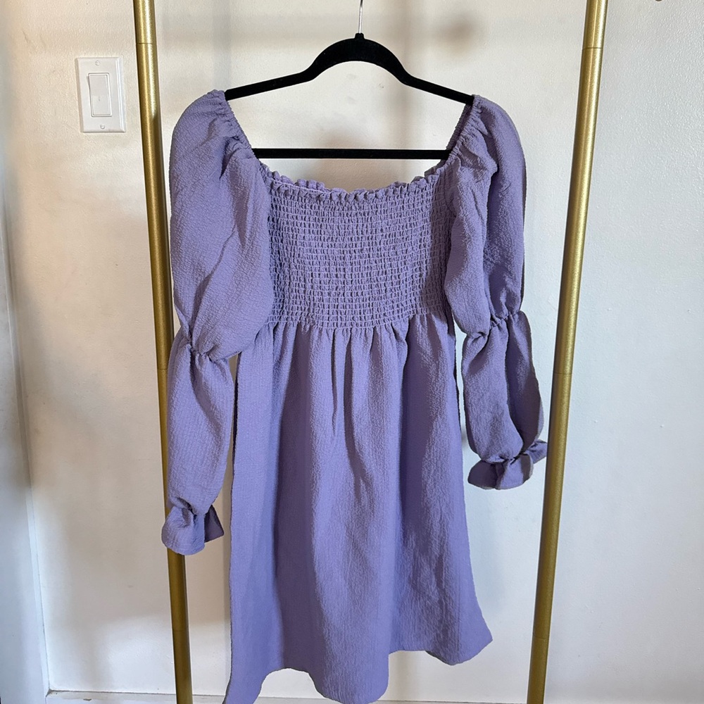 Nothing fits but Purple Smocked Long Sleeve Dress